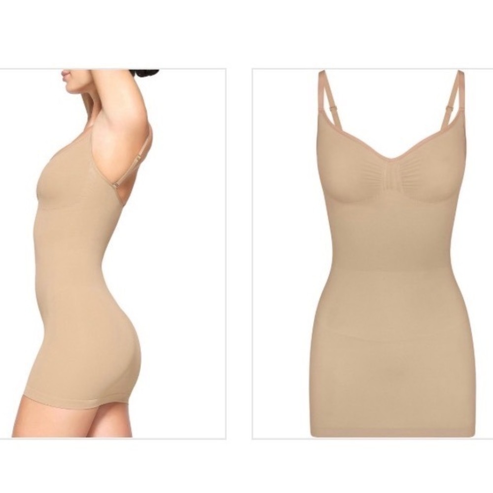SKIMS Seamless Sculpt Slip Dress Sand Medium Targeted Compression Shapewear